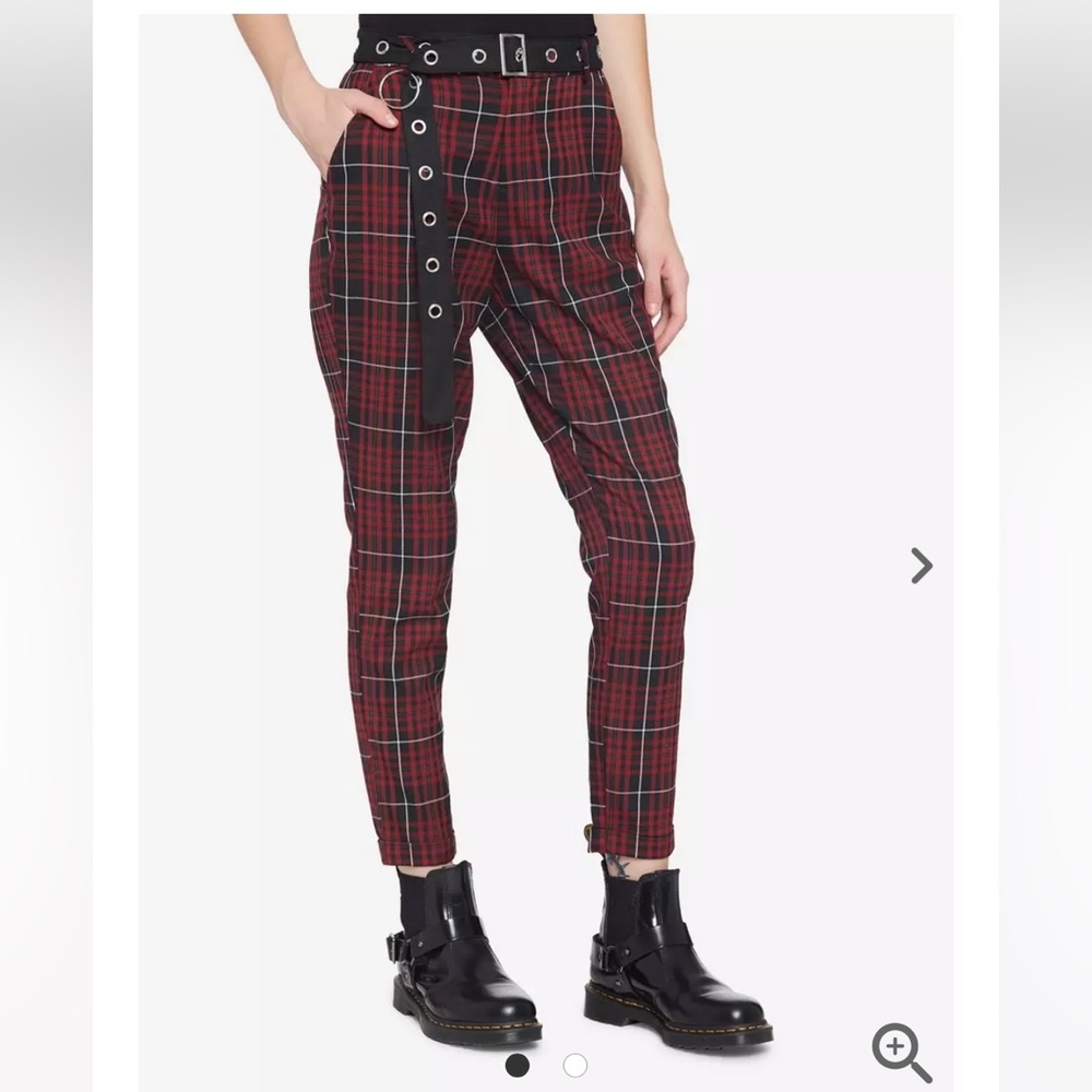Hot Topic merlot plaid grunge punk pants size Medium red black tartan 90s rock